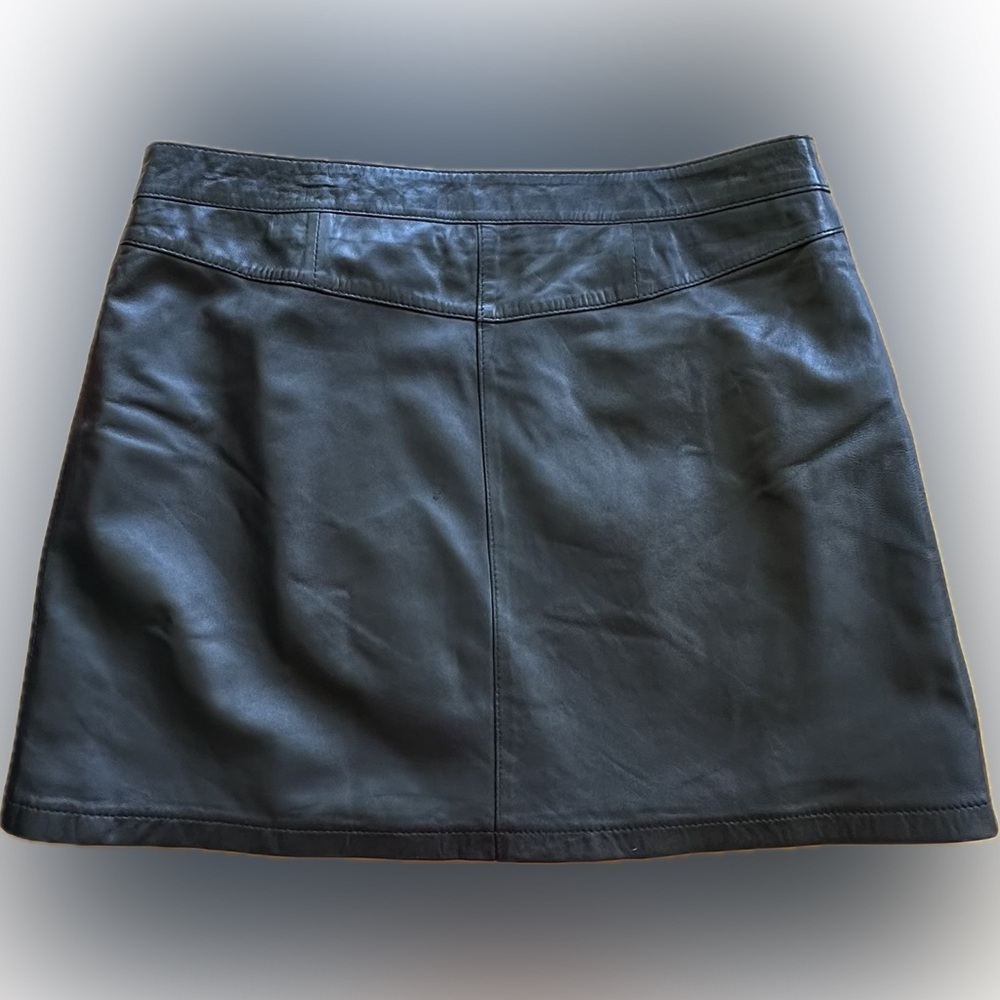 Barney’s New York CO-OP Black Leather Wrap Mini Skirt Medium - Picture 2 of 6